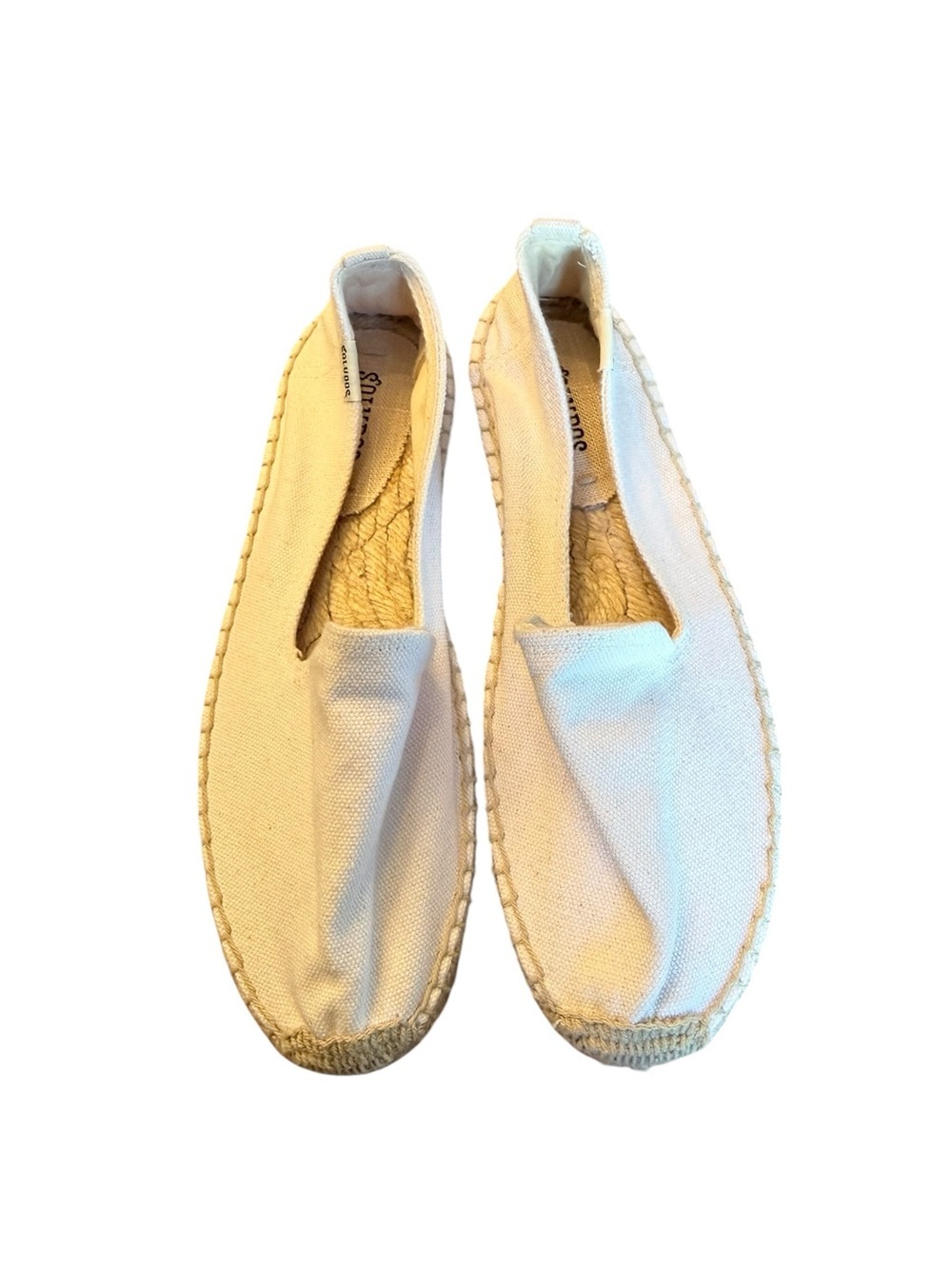Soludos Classic Smoking Slipper Espadrilles Cream Canvas Size 38 8.5 NEW
